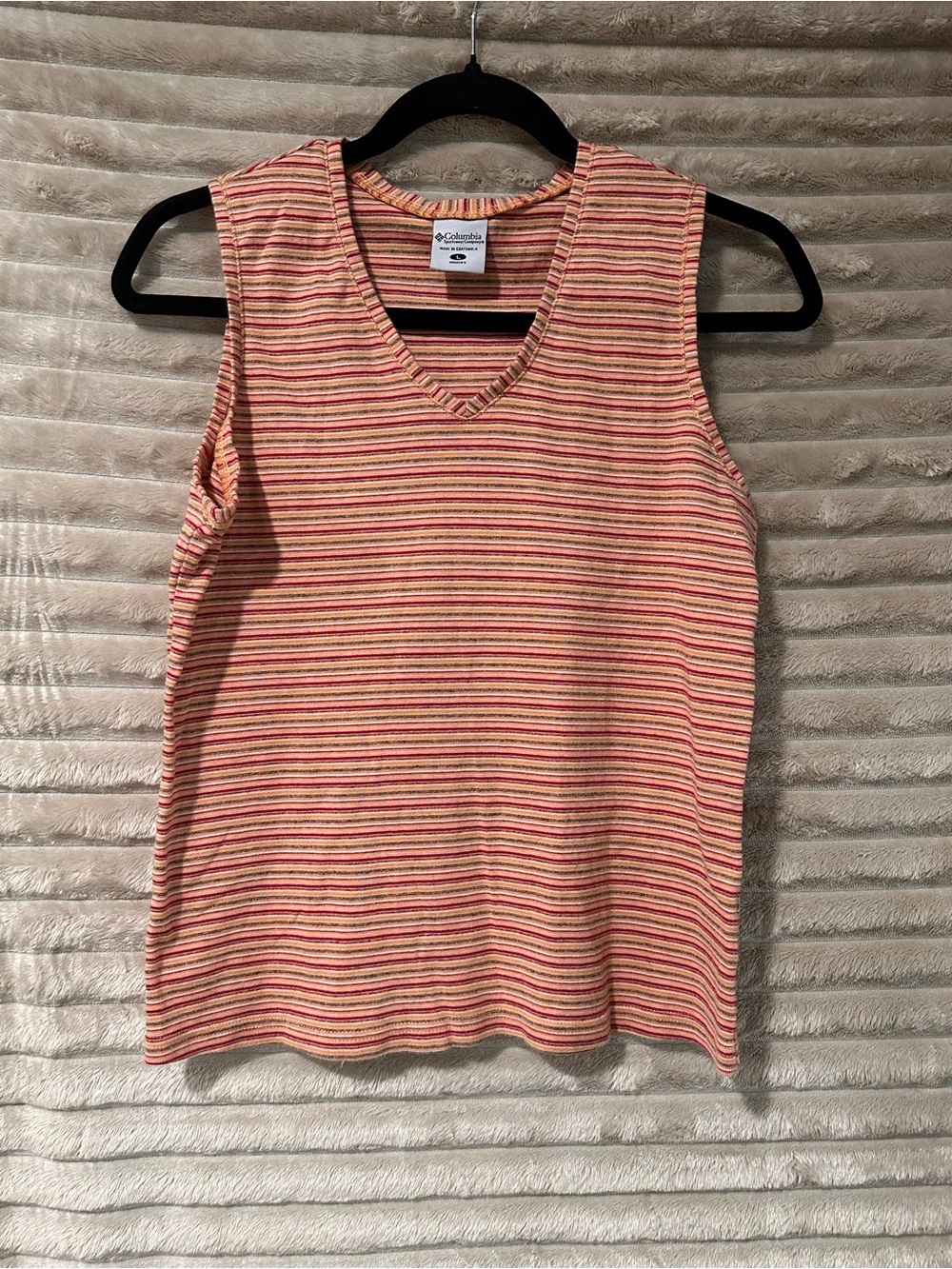 Columbia Sleeveless V-Neck Striped Tank